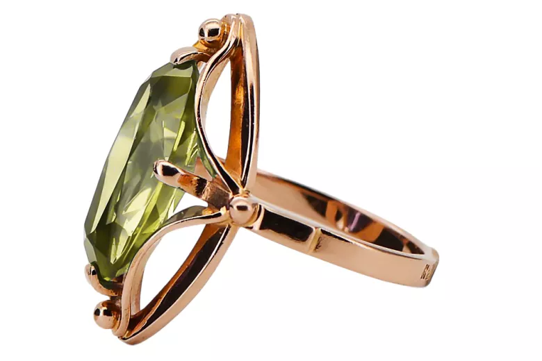 Ring Yellow Peridot Original Vintage 14K Rose Gold Vintage craft vrc047r